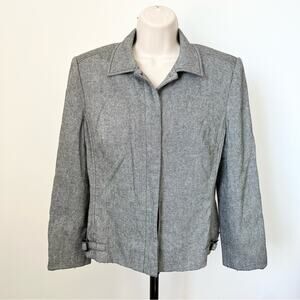 Gray Blazer Collared Jacket Hidden Button Business Casual‎ Office Basic